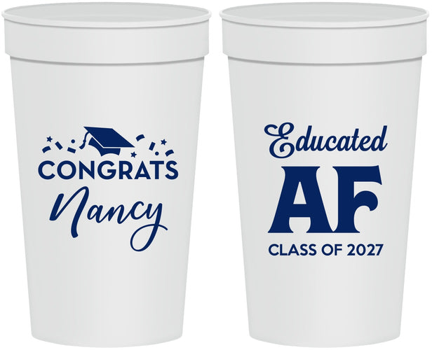 Personalized Graduation 32 oz Stadium Cups - Class Of 2027 Educated Af | 130016
