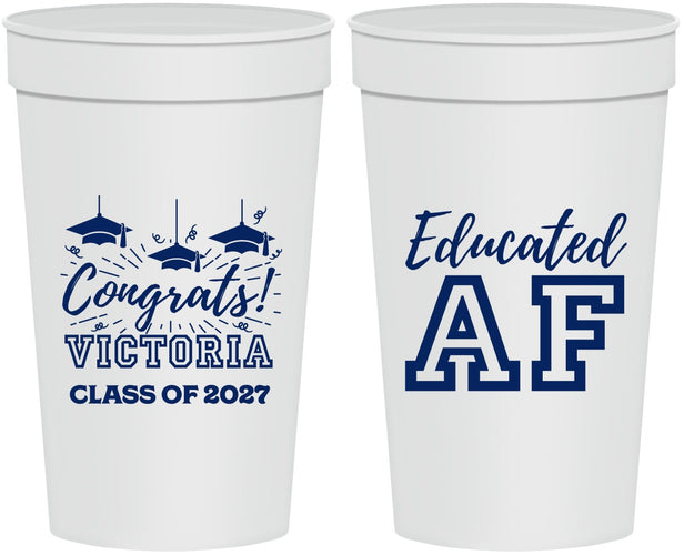 Personalized Graduation 32 oz Stadium Cups - Class Of 2027 Educated Af | 130017