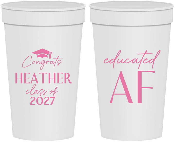 Personalized Graduation 32 oz Stadium Cups - Class Of 2027 Educated Af | 130019