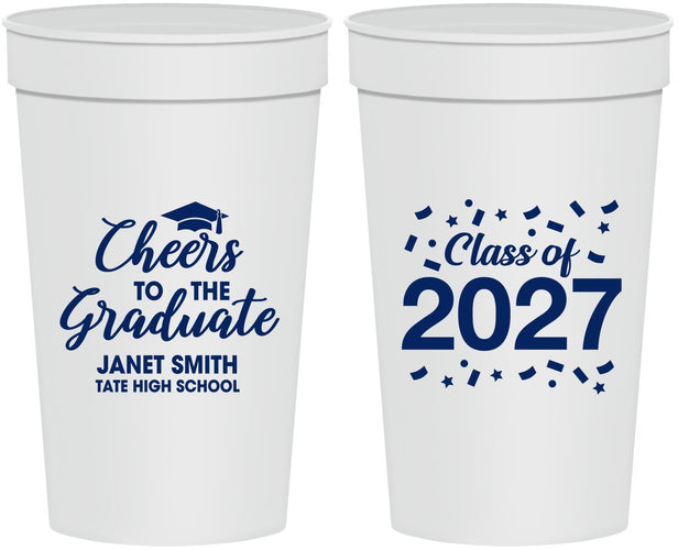 Personalized Graduation 32 oz Stadium Cups - Class Of 2027 Cheers Graduate | 130021