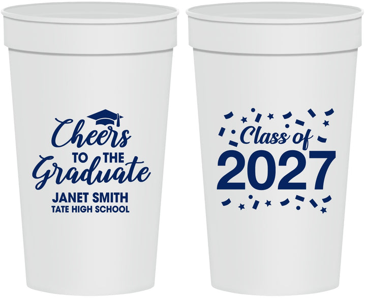 Personalized Graduation 32 oz Stadium Cups - Class Of 2027 Cheers Graduate | 130021