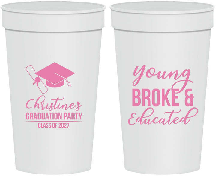 Personalized Graduation 32 oz Stadium Cups - Class Of 2027 Young Broke | 130026