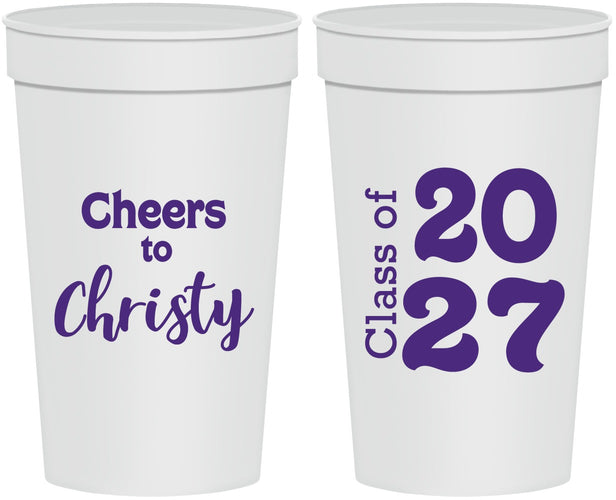 Personalized Graduation 32 oz Stadium Cups - Class Of 2027 Cheers | 130037