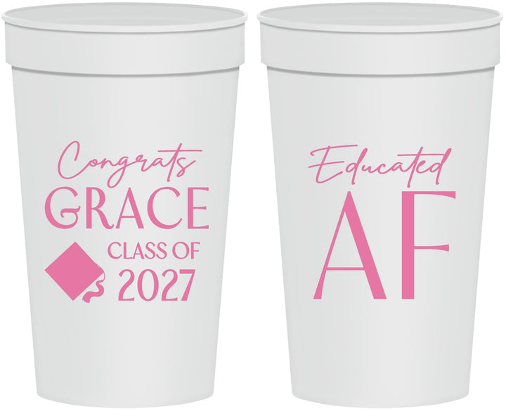 Personalized Graduation 32 oz Stadium Cups - Class Of 2027 Educated Af | 130040
