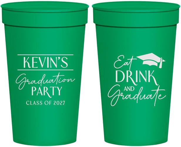 Personalized Graduation 32 oz Stadium Cups - Class Of 2027 Eat Drink Graduate | 130043