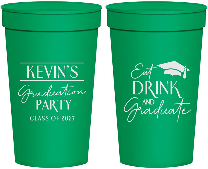 Personalized Graduation 32 oz Stadium Cups - Class Of 2027 Eat Drink Graduate | 130043
