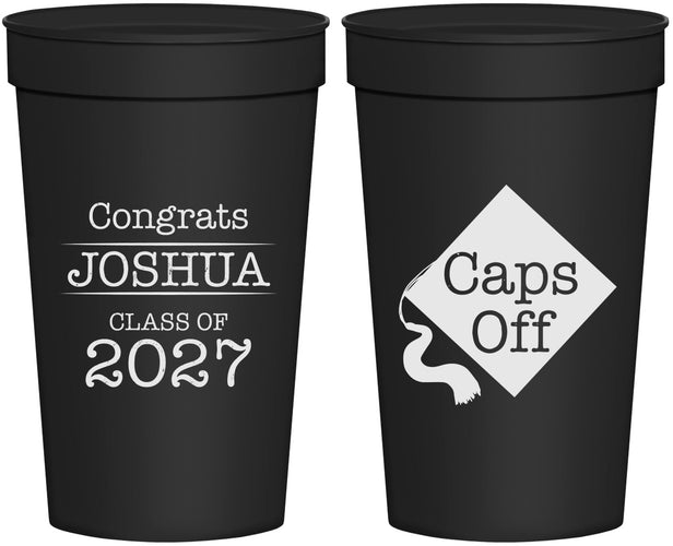 Personalized Graduation 32 oz Stadium Cups - Class Of 2027 Caps Off | 130045