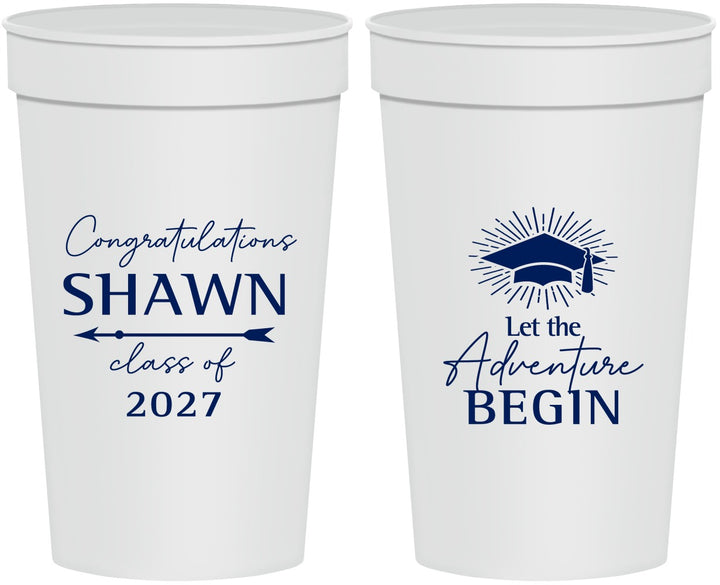 Personalized Graduation 32 oz Stadium Cups - Class Of 2027 Adventure Begin | 130048