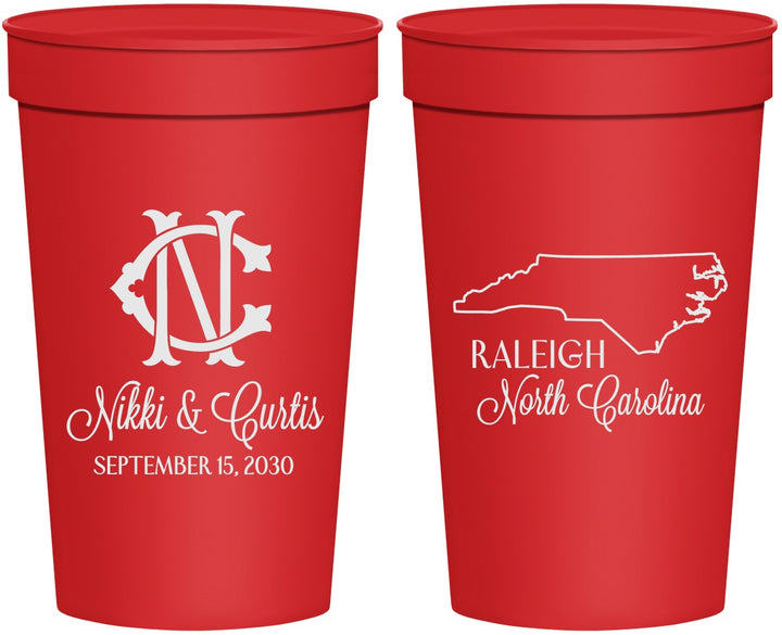 Personalized Wedding 32 oz Stadium Cups - North Carolina | 132