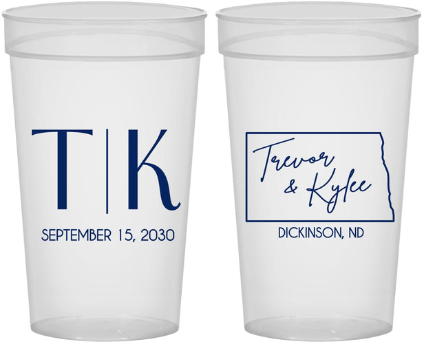 Personalized Wedding 32 oz Stadium Cups - North Dakota | 133