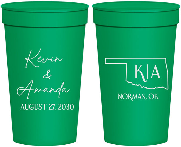 Personalized Wedding 32 oz Stadium Cups - Oklahoma | 135