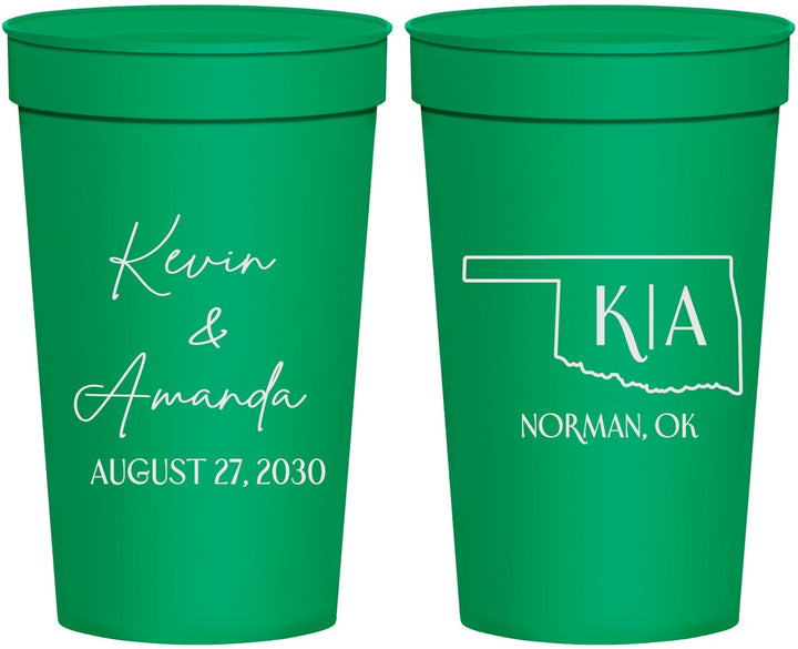 Personalized Wedding 32 oz Stadium Cups - Oklahoma | 135