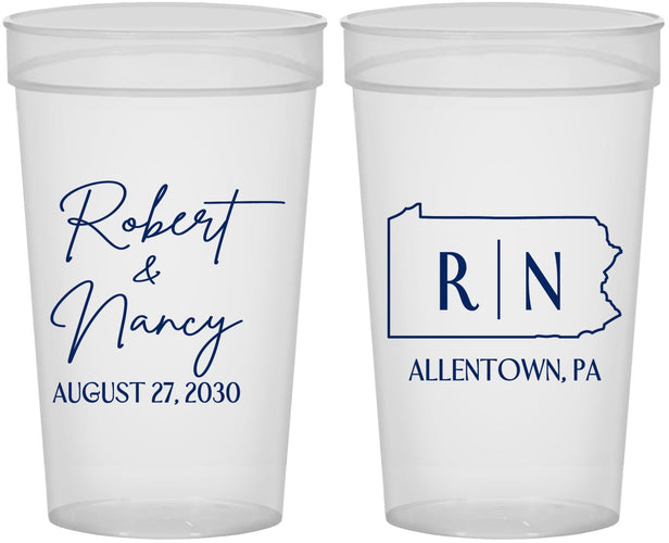 Personalized Wedding 32 oz Stadium Cups - Pennsylvania | 137
