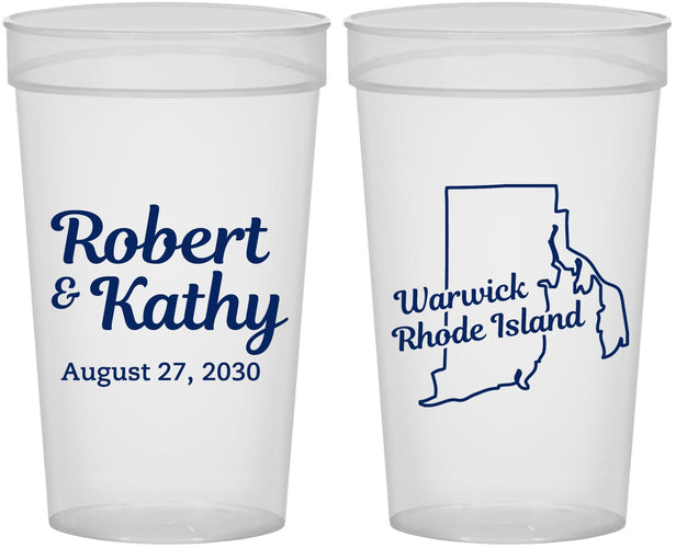Personalized Wedding 32 oz Stadium Cups - Rhode Island | 138