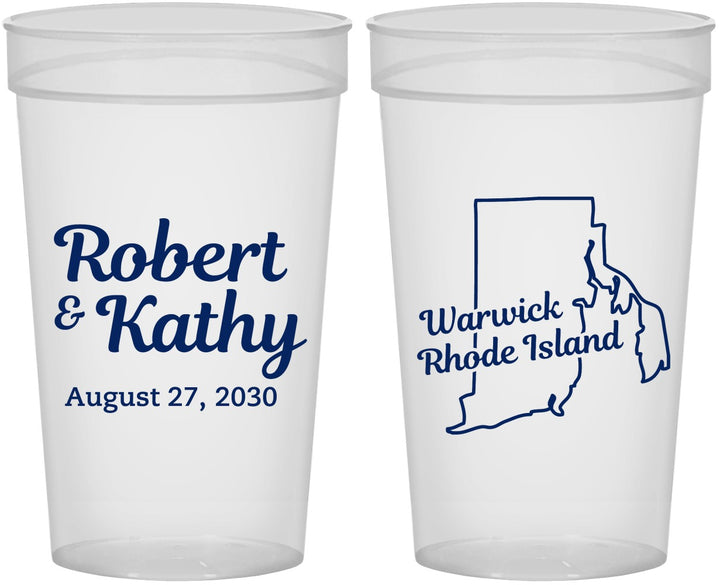 Personalized Wedding 32 oz Stadium Cups - Rhode Island | 138