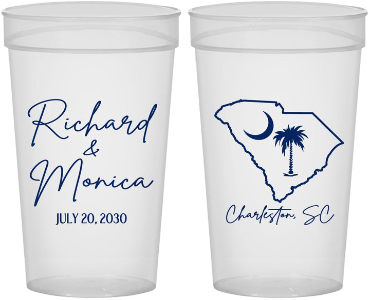 Personalized Wedding 32 oz Stadium Cups - South Carolina | 139