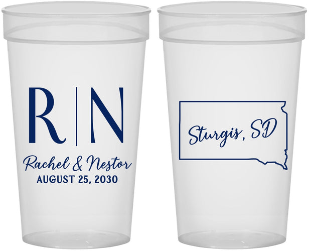 Personalized Wedding 32 oz Stadium Cups - South Dakota | 140