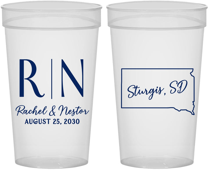 Personalized Wedding 32 oz Stadium Cups - South Dakota | 140