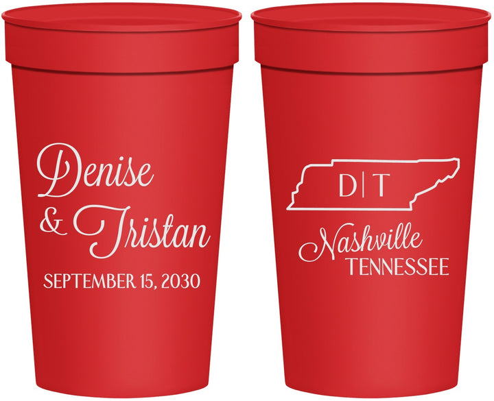 Personalized Wedding 32 oz Stadium Cups - Tennessee | 141