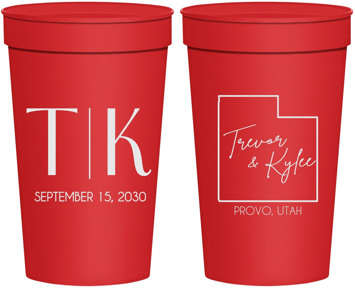 Personalized Wedding 32 oz Stadium Cups - Utah | 143