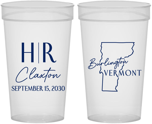 Personalized Wedding 32 oz Stadium Cups - Vermont | 144