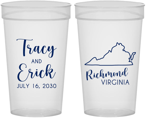 Personalized Wedding 32 oz Stadium Cups - Virginia | 145