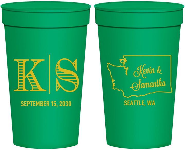 Personalized Wedding 32 oz Stadium Cups - Washington | 146