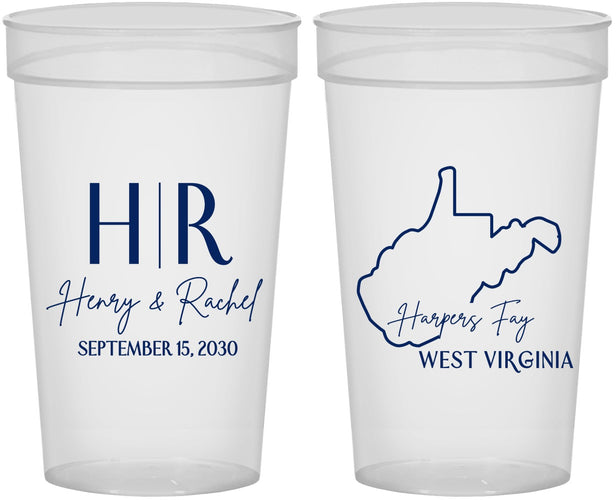 Personalized Wedding 32 oz Stadium Cups - West Virginia | 147