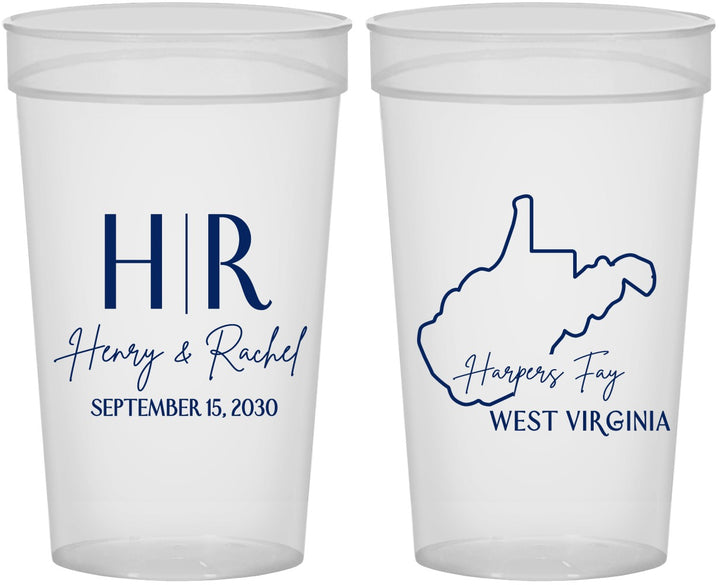 Personalized Wedding 32 oz Stadium Cups - West Virginia | 147