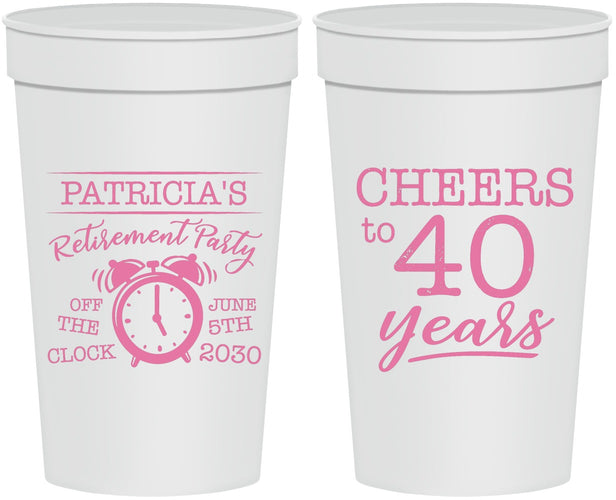 Personalized Retirement 32 oz Stadium Cups - Off The Clock | 150000