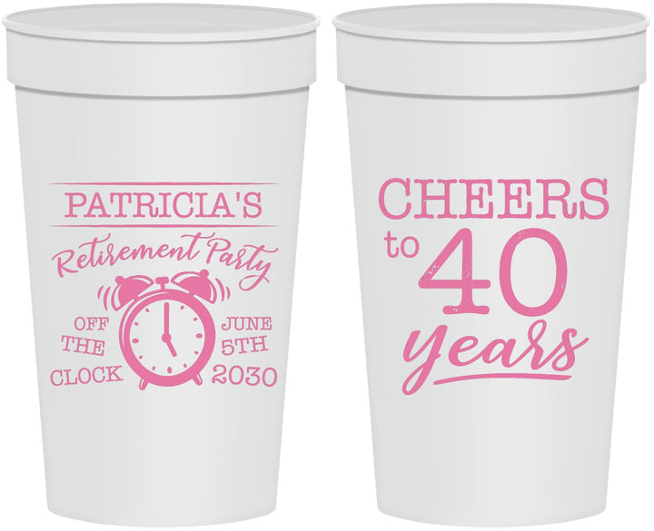 Personalized Retirement 32 oz Stadium Cups - Off The Clock | 150000