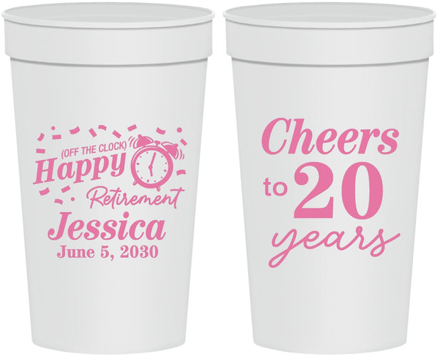 Personalized Retirement 32 oz Stadium Cups - Off The Clock | 150001