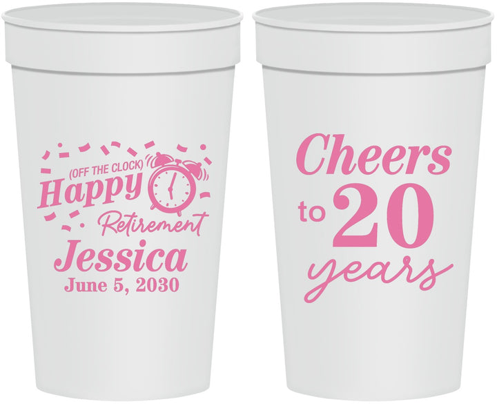 Personalized Retirement 32 oz Stadium Cups - Off The Clock | 150001