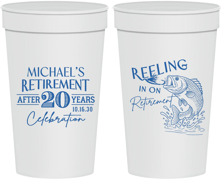 Personalized Retirement 32 oz Stadium Cups - Fishing Reeling In | 150007