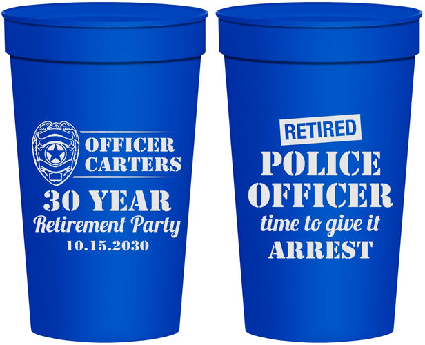 Personalized Retirement 32 oz Stadium Cups - Police Officer | 150010