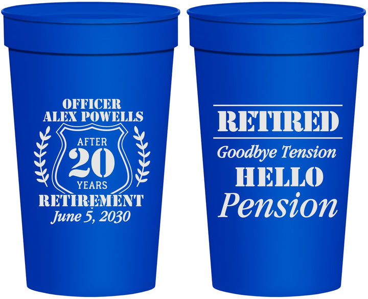 Personalized Retirement 32 oz Stadium Cups - Police Officer | 150011