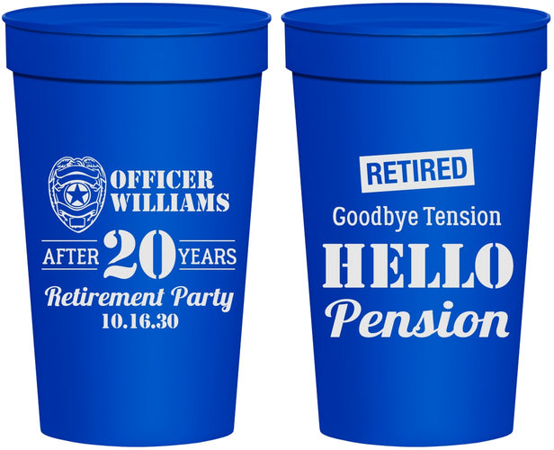 Personalized Retirement 32 oz Stadium Cups - Police Officer | 150013
