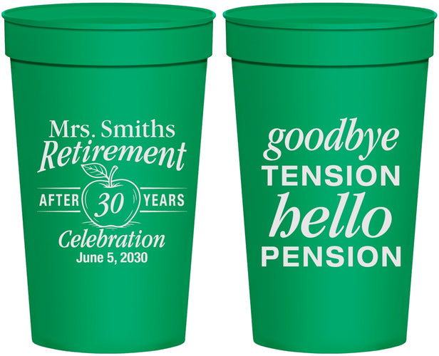 Personalized Retirement 32 oz Stadium Cups - Teacher | 150020
