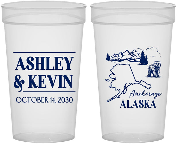 Personalized Wedding 32 oz Stadium Cups - Alaska | 151
