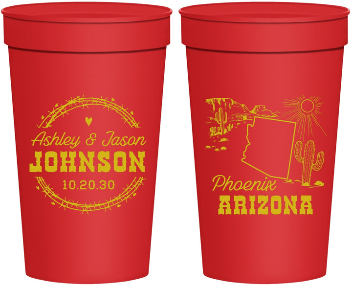 Personalized Wedding 32 oz Stadium Cups - Arizona | 152