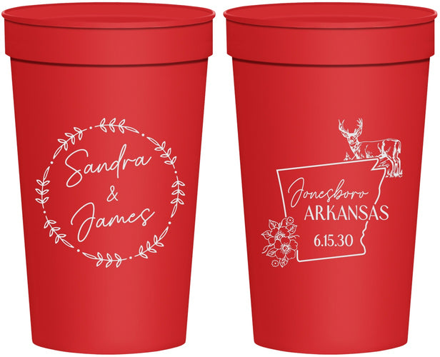 Personalized Wedding 32 oz Stadium Cups - Arkansas | 153