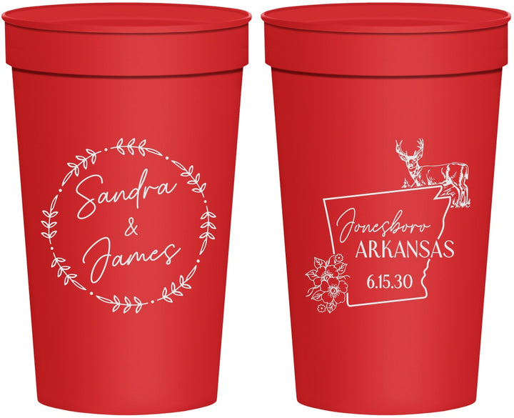 Personalized Wedding 32 oz Stadium Cups - Arkansas | 153