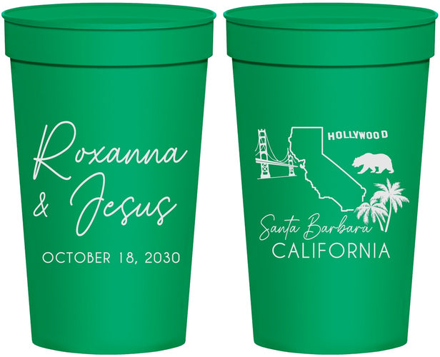 Personalized Wedding 32 oz Stadium Cups - California | 154