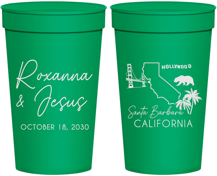 Personalized Wedding 32 oz Stadium Cups - California | 154