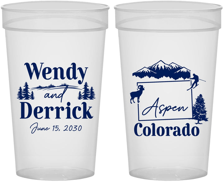 Personalized Wedding 32 oz Stadium Cups - Colorado | 155