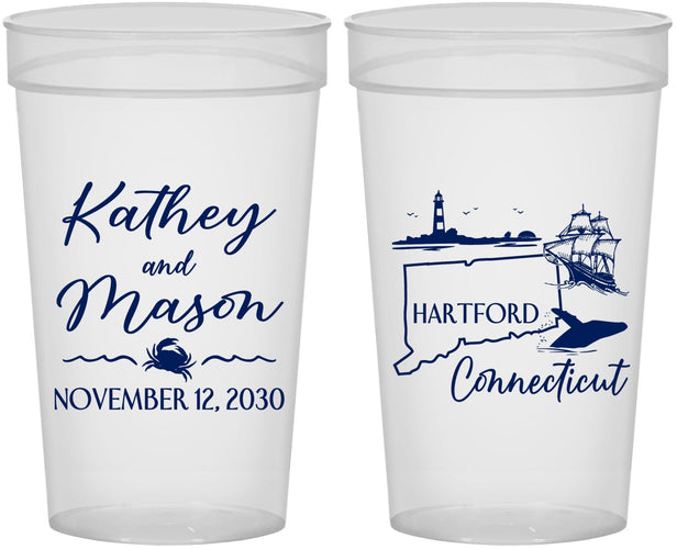 Personalized Wedding 32 oz Stadium Cups - Connecticut | 156