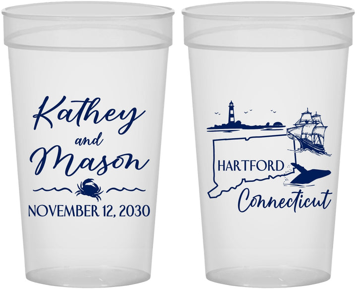 Personalized Wedding 32 oz Stadium Cups - Connecticut | 156