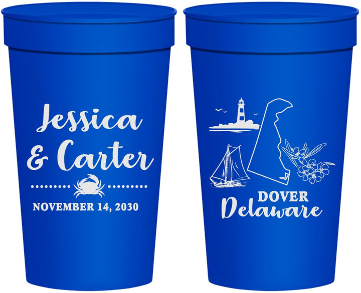 Personalized Wedding 32 oz Stadium Cups - Delaware | 157