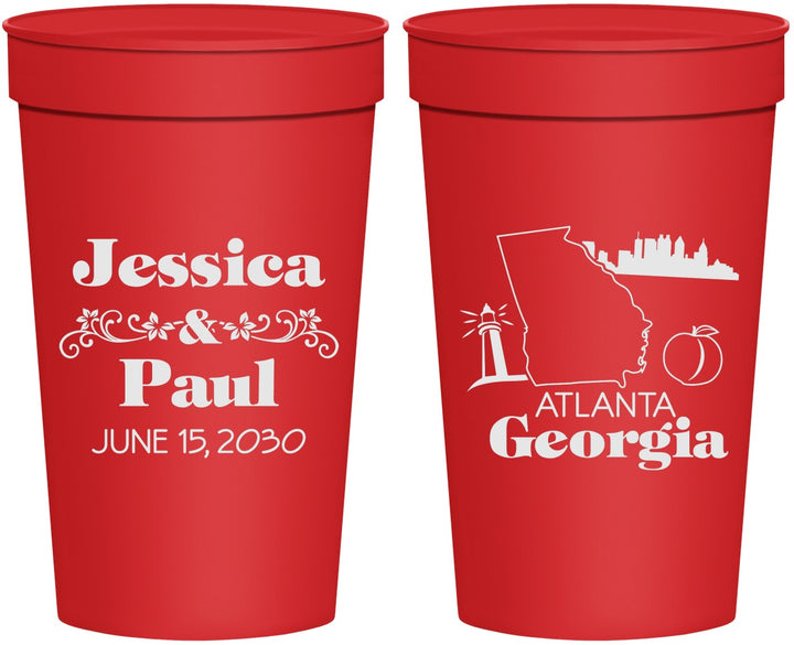 Personalized Wedding 32 oz Stadium Cups - Georgia | 159