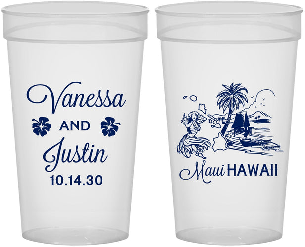 Personalized Wedding 32 oz Stadium Cups - Hawaii | 160